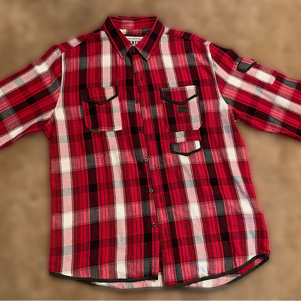 Parish Nation Button Up Shirt Red Plaid 100%Cotton Size 2XL New with Tags NWT